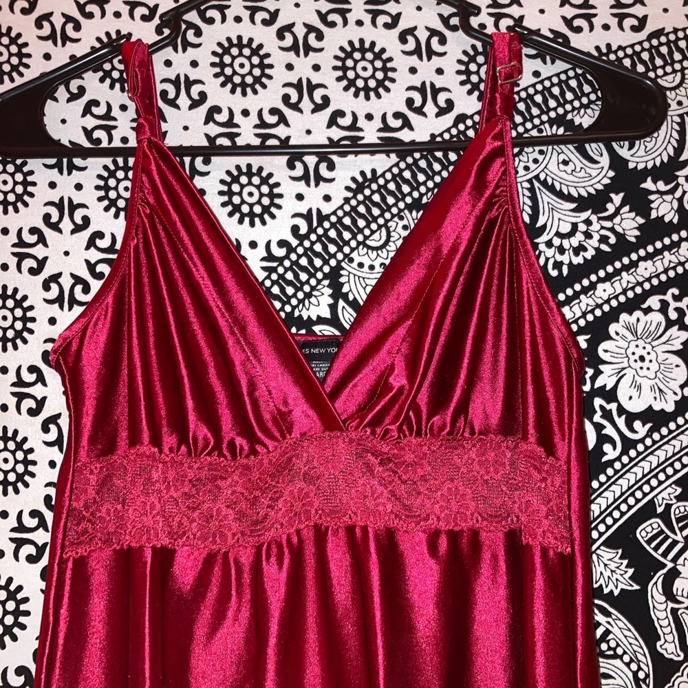SOLD Red Silk Long Nightgown